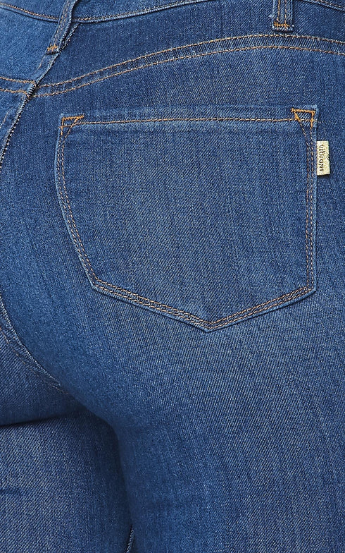 Scrunch Bottom Bootcut Jeans - Medium Denim - SohoGirl.com
